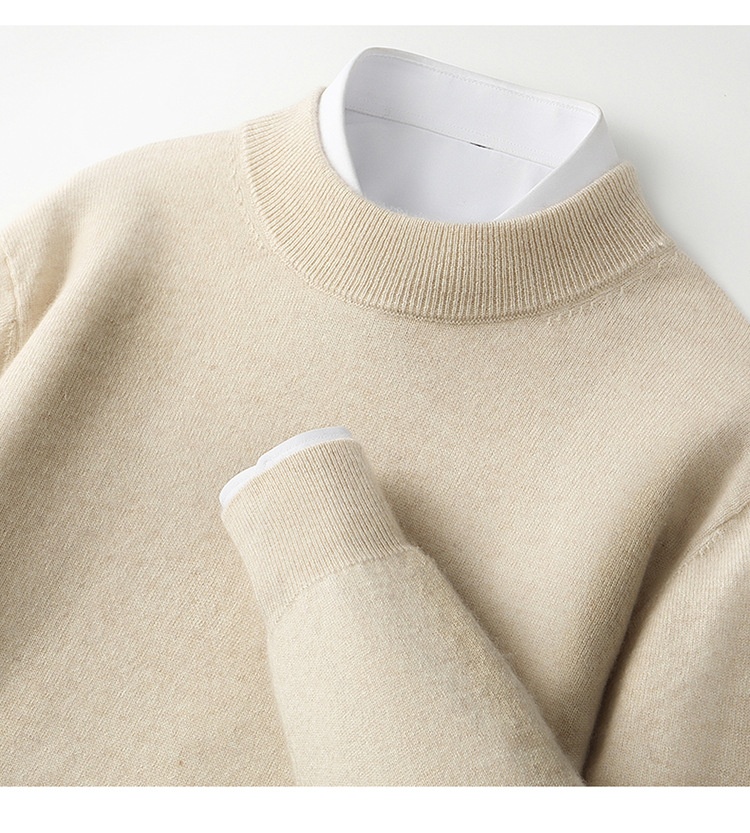 Herren-Strickpullover mit halbem Rollkragen, Herbst/Winter, aus reiner Wolle, einfarbig, dickwandig, stilvoll, Business-Look_voghion.com