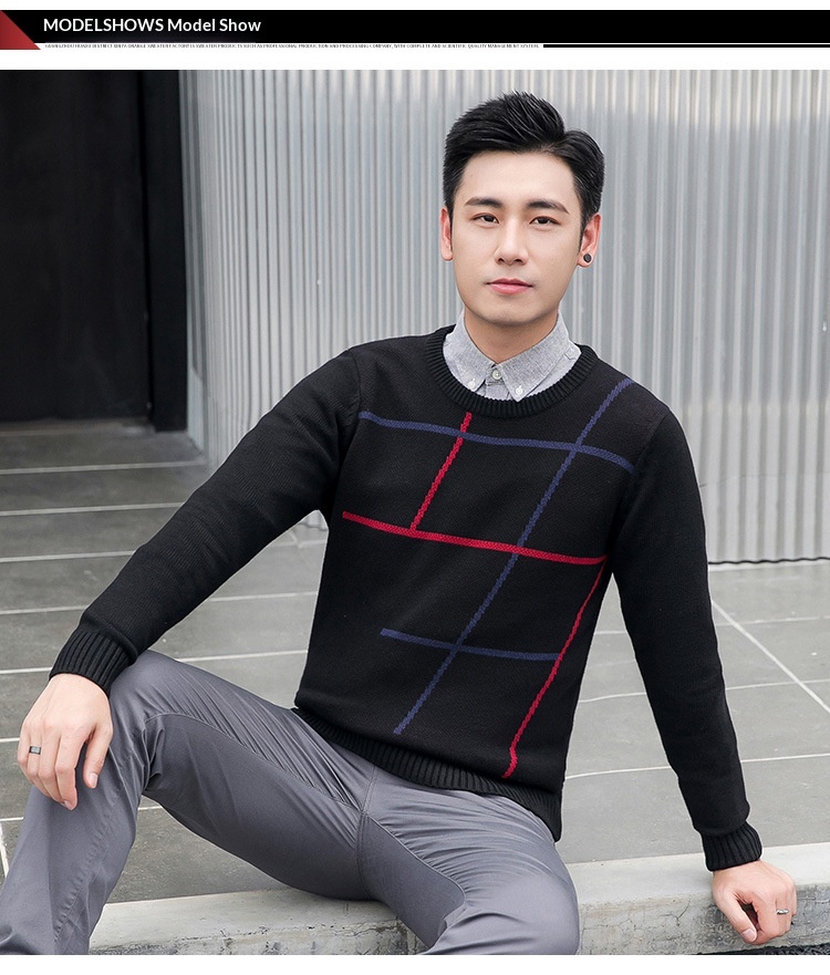 boy Boy Boy Boy Winter New Round Neck For Men Korean Style Color Block Pullover Fashion Trendy Long Sleeve Warm Men's Knitted Sweater_voghion.com