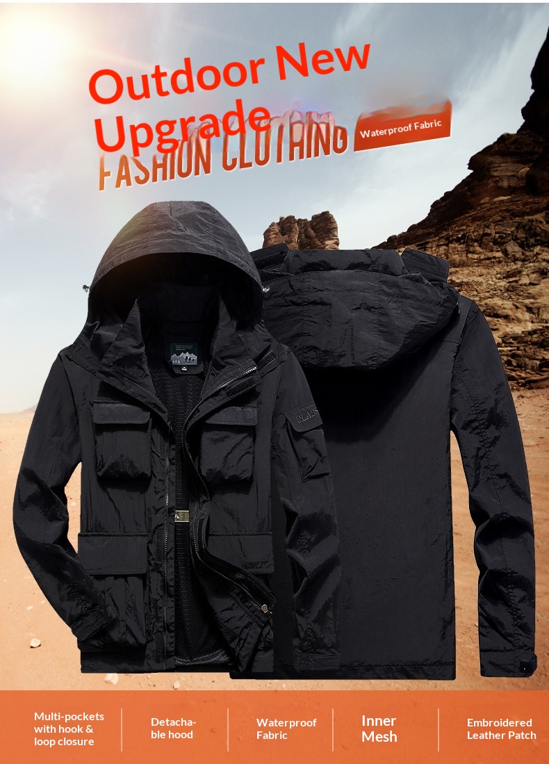 Veste homme Boy Cross-Border grande taille, séchage rapide, coupe ample, imperméable et coupe-vent pour sports de plein air_voghion.com