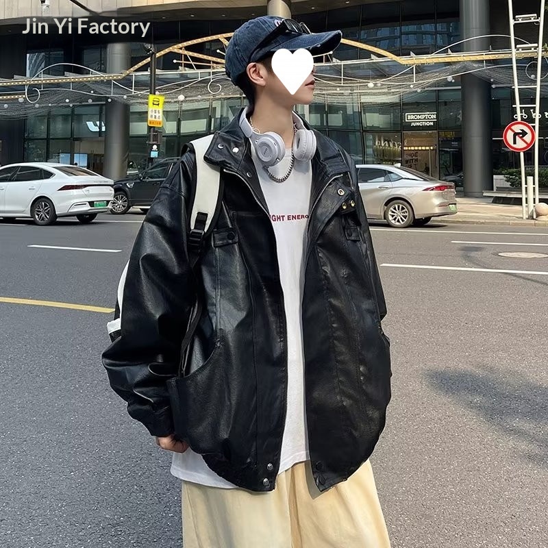 Giacca da motociclista ampia con colletto rovesciato, stile street europeo, primavera e autunno, da uomo, marchio americano alla moda_voghion.com