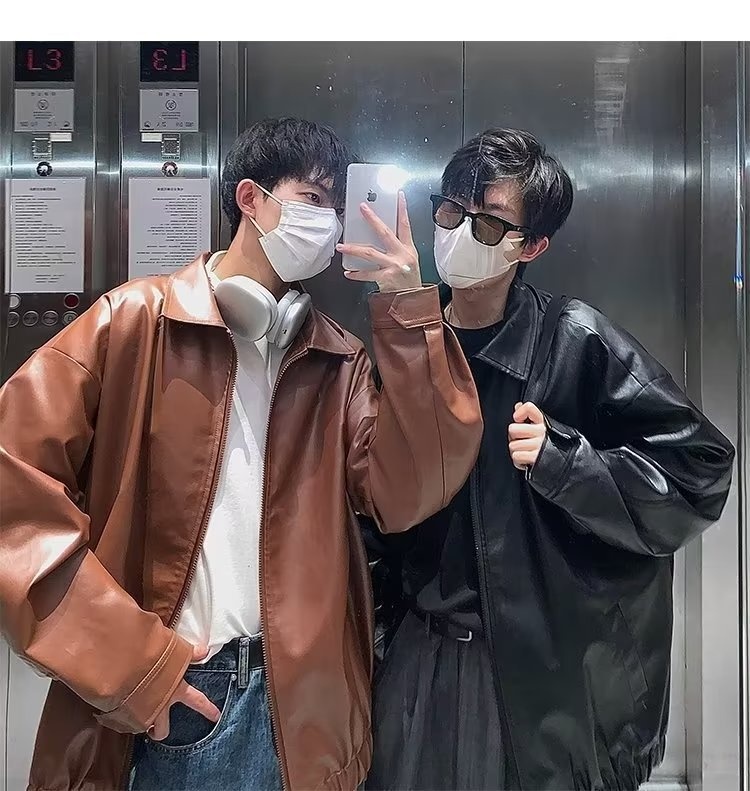 Giacca da aviatore in pelle PU da uomo, alla moda di strada europea e americana, alla moda, comoda e rilassata_voghion.com