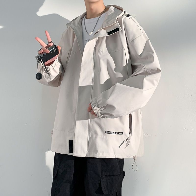 boy Boy Spring And Autumn Trend American Style Waterproof Windproof Solid Color Workwear Softshell Men's Casual Jacket Top_voghion.com