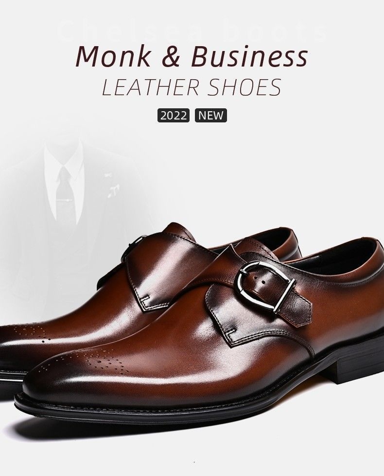 Voyage Herrenschuhe im britischen Stil mit Schnallenverschluss, trendig, aus hochwertigem Rindsleder gefertigt, Brogue-Schuhe, elegant und formell, spitz zulaufend._voghion.com