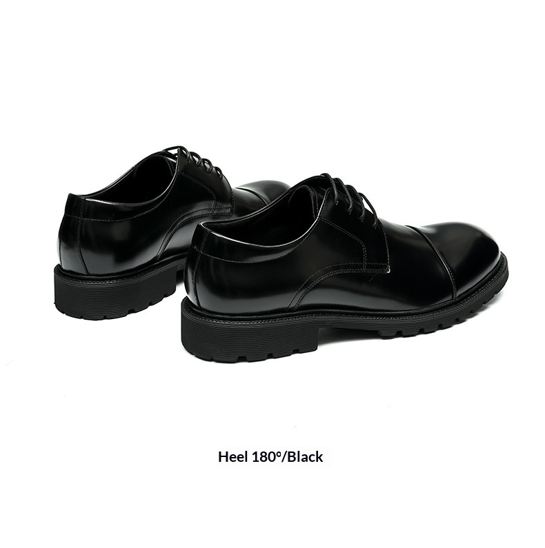 Scarpe derby formali da uomo Voyage in pelle a tre giunture, primo strato di fodera in pelle bovina, punta tonda, suola spessa, lucide_voghion.com