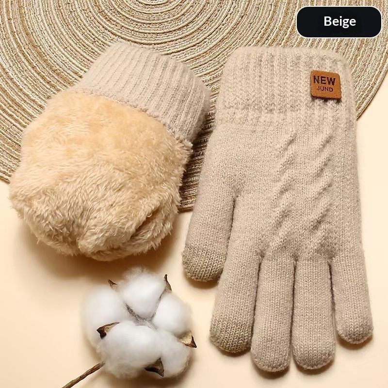 Guanti touchscreen in maglia a doppio strato, spessi e resistenti al freddo, stile coreano, autunno inverno, per uomo e donna_voghion.com