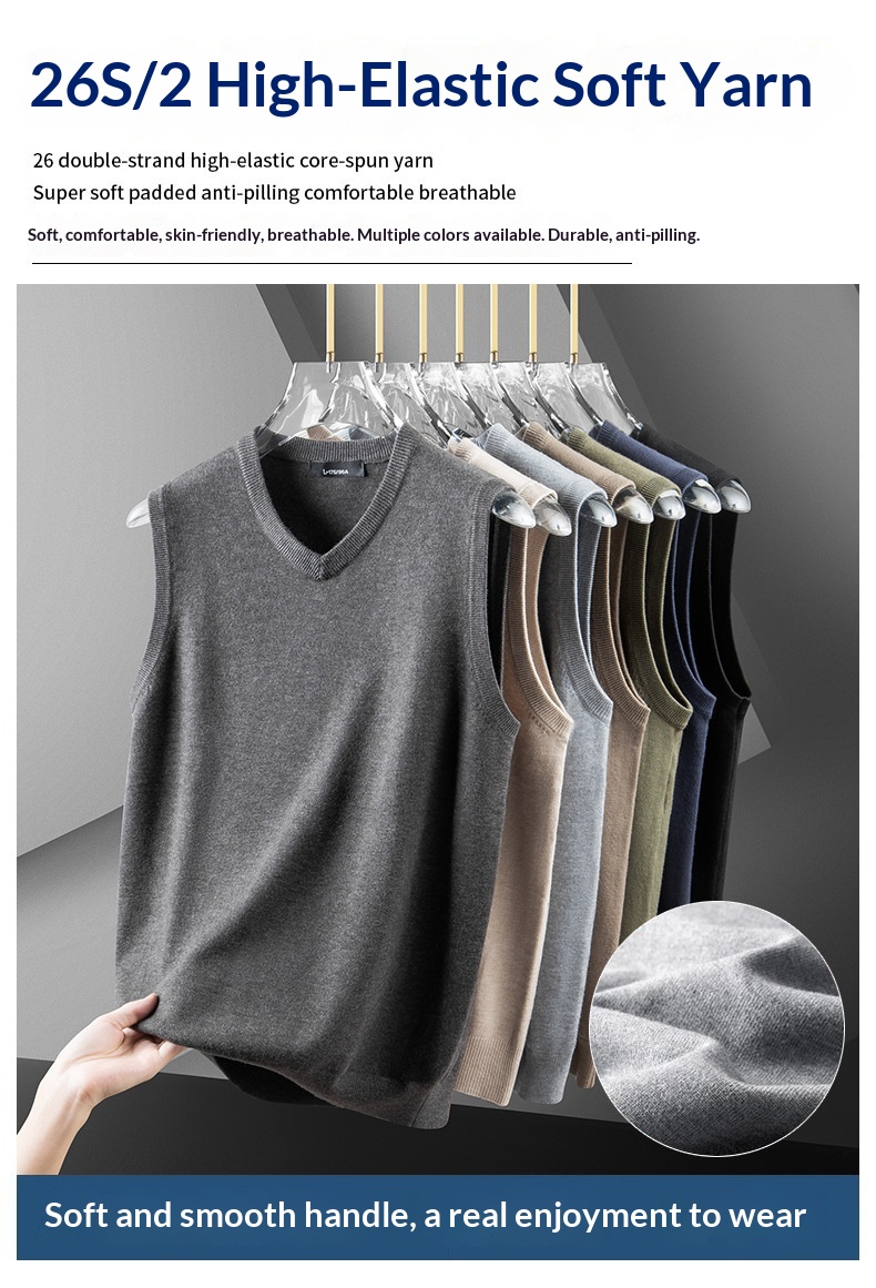 ragazzo 2024 Autunno Inverno Uomo Caldo Gilet Scollo a V Slim Fit Senza Maniche Base Maglione Lavorato a Maglia Trendy_voghion.com