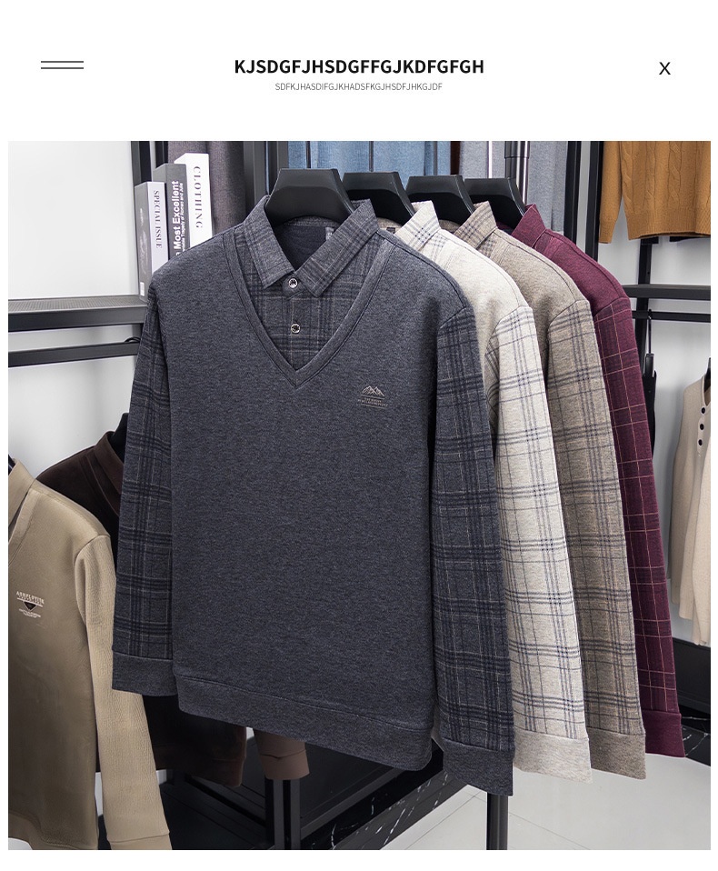 Ragazzo Ragazzo Ragazzo Maglione monopezzo in pile con lana di pecora, maglione lavorato a maglia a due pezzi ispessito per uomo, base calda per papà in autunno e inverno_voghion.com