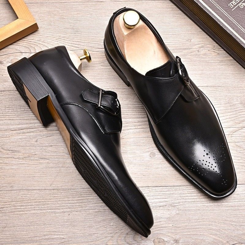 Voyage Herrenschuhe im britischen Stil mit Schnallenverschluss, trendig, aus hochwertigem Rindsleder gefertigt, Brogue-Schuhe, elegant und formell, spitz zulaufend._voghion.com