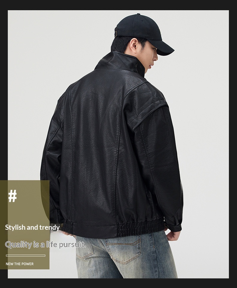 Giacca in pelle PU da pilota alla moda di strada europea e americana da uomo, alla moda, alla moda, in vendita all'ingrosso_voghion.com