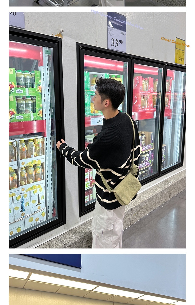 boy Boy Boy 2025 New Tendy Band Half Tutleneck Zippe Striped Sweatshirt Men, Loose Pullove Knitted Base Shit Fo Autumn And_voghion.com