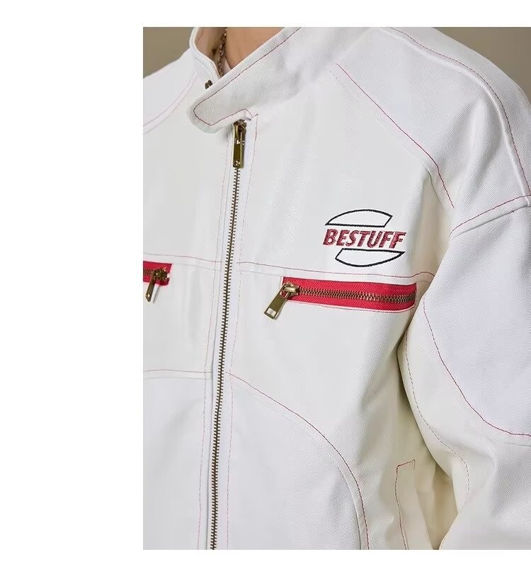 Giacca in pelle da uomo di alta qualità, stile hip hop, stile motociclista, stile corto PU, alla moda, marchio europeo e americano_voghion.com