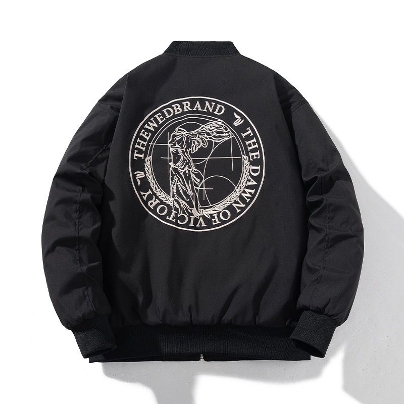 Junge Herbst Winter Europäisch Amerikanischer Trend Bestickte Baseball Herren Damen Paar Lockerer Mantel Verdickte Bomberjacke Mantel_voghion.com