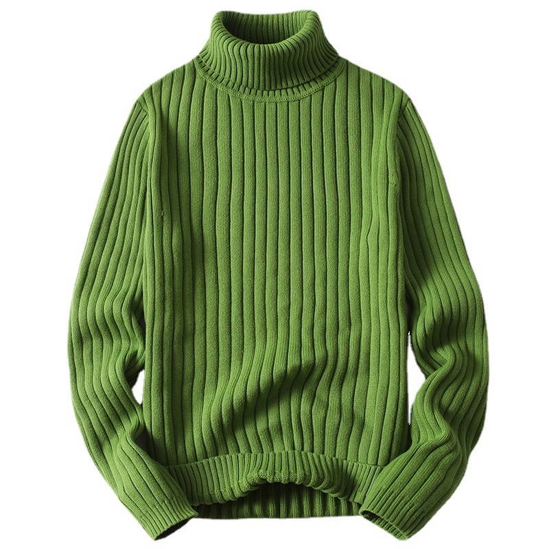 boy Boy Boy Boy Solid Color Cable Knit Turtleneck Sweater Men Winter Short Sleeve Turn-Down Collar Men's Knitwear Trendy Youth Thickened_voghion.com