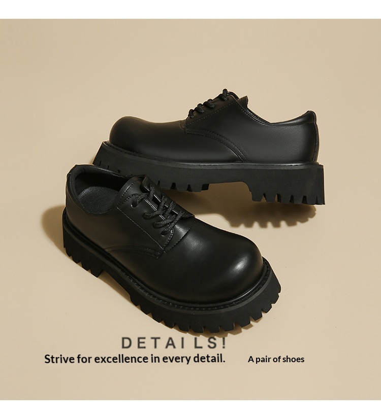 Voyage Voyage Britischer Stil Leder 2025 Frühling Herbst Unisex Runde Zehenpartie Schnürschuhe Retro Derby Loafer Dicke Sohle Bequem_voghion.com