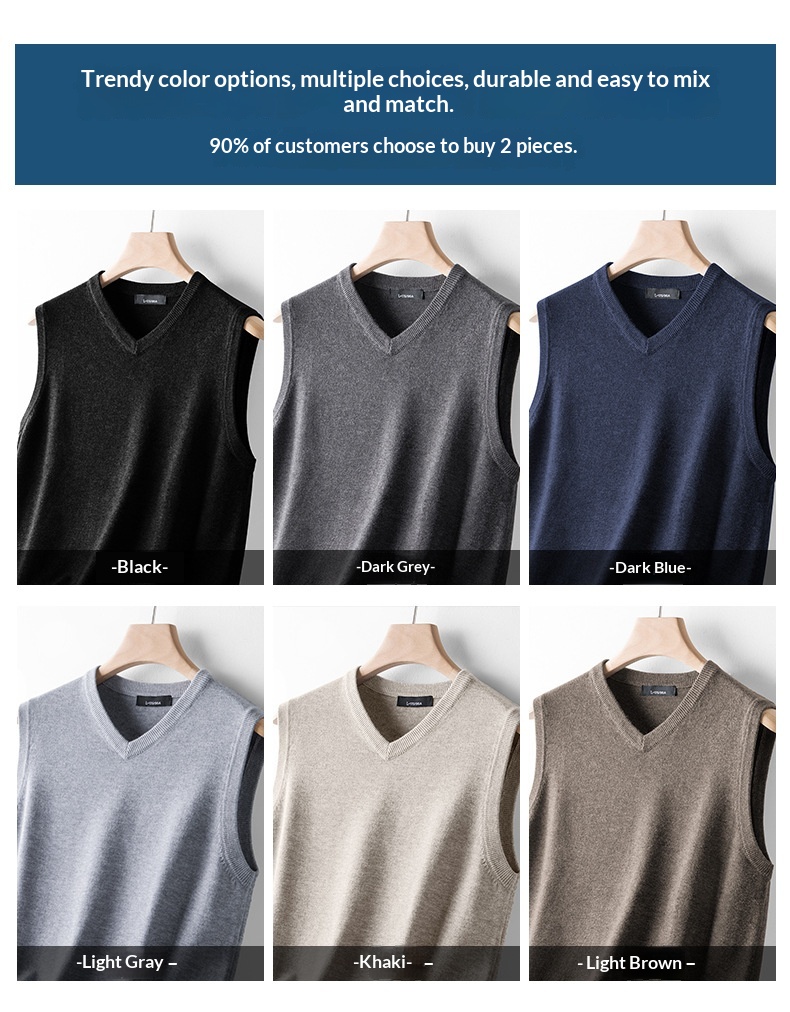 ragazzo 2024 Autunno Inverno Uomo Caldo Gilet Scollo a V Slim Fit Senza Maniche Base Maglione Lavorato a Maglia Trendy_voghion.com
