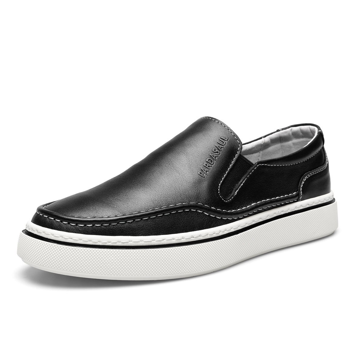 WalkPrime - Mocasines casuales cómodos sin cordones de piel auténtica con suela gruesa para hombre, suministro directo de fábrica, estación europea de primavera_voghion.com