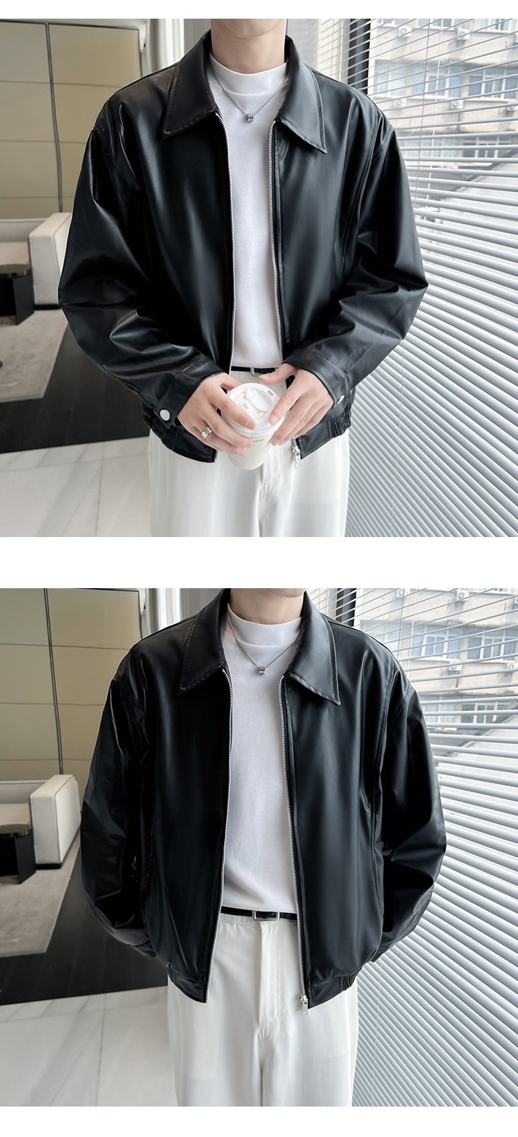 Giacca da motociclista da uomo in pelle con cerniera imbottita e design di nicchia Pishi Pu, autunno inverno, cappotto alla moda_voghion.com