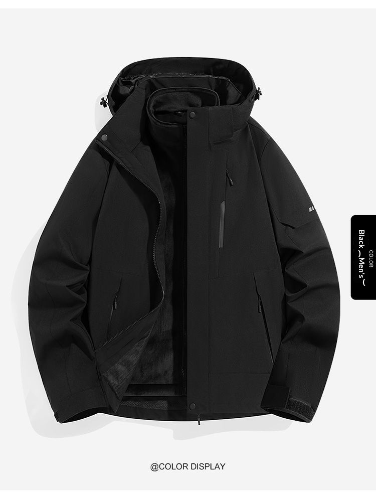 Nouveau manteau trois-en-un détachable pour homme et femme, à capuche, pour couple, idéal pour la randonnée en extérieur, coupe-vent et imperméable._voghion.com