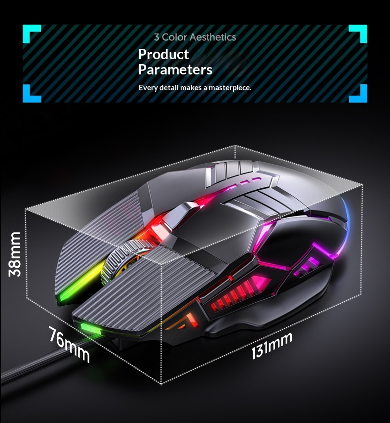 Digitex Digitex Mozuo S800 Mouse da gioco USB meccanico silenzioso cablato per e-sport_voghion.com