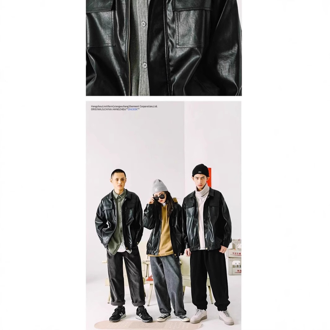 Giacca da motociclista in pelle PU da pilota, stile retrò europeo e americano, da uomo, stile Ins_voghion.com