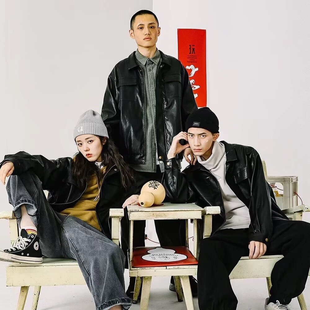 Giacca da motociclista in pelle PU da pilota, stile retrò europeo e americano, da uomo, stile Ins_voghion.com