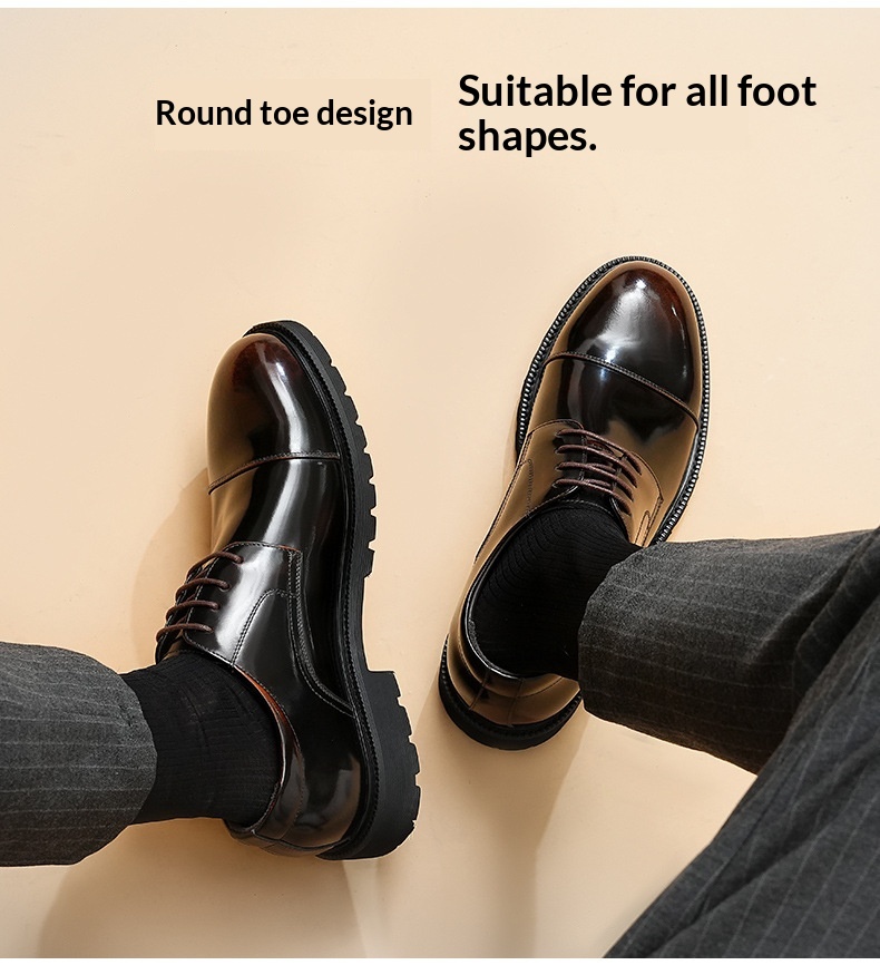 Scarpe derby formali da uomo Voyage in pelle a tre giunture, primo strato di fodera in pelle bovina, punta tonda, suola spessa, lucide_voghion.com