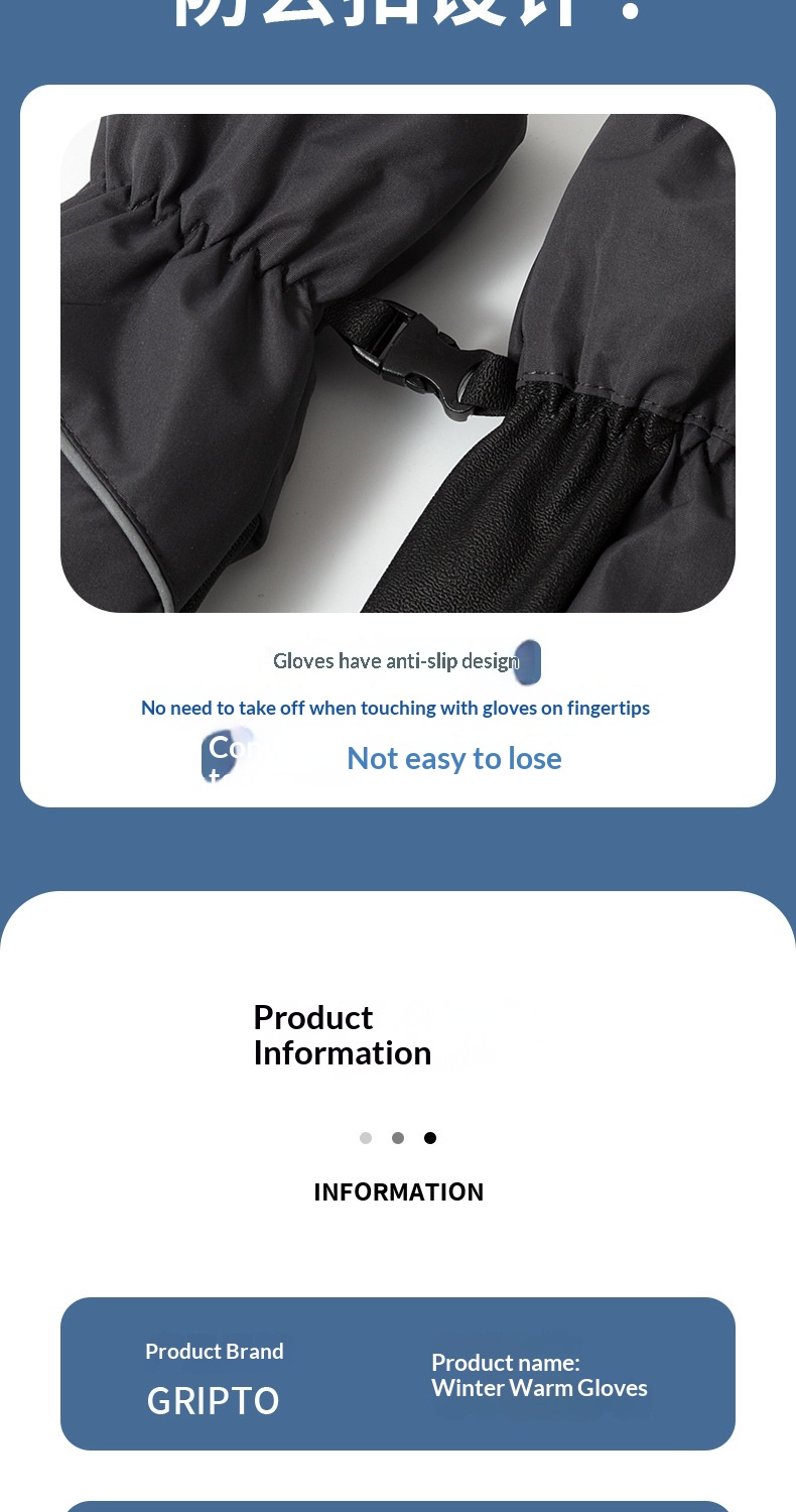 boy Boy Boy Single Board Outdoor Ski For Women Winter Fleece Lined Thickened Waterproof Warm Five-Finger Touchscreen Gloves_voghion.com