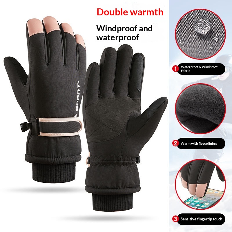 Guanti da sci invernali Boy Boy per uomo e donna, stile coppia, touchscreen da ciclismo, antiscivolo, antivento, impermeabili, foderati in pile,_voghion.com