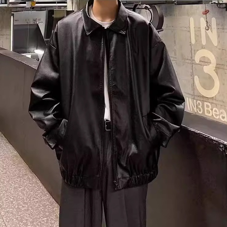 Giacca da aviatore in pelle PU da uomo, alla moda di strada europea e americana, alla moda, comoda e rilassata_voghion.com