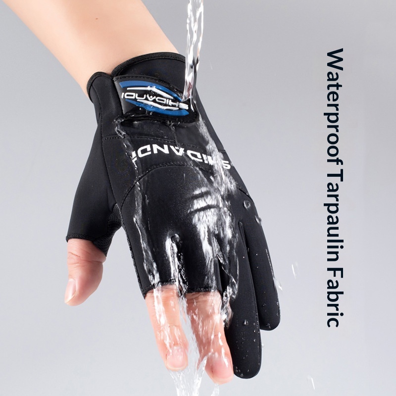 Guanti da pesca invernali da uomo, antiforatura, impermeabili, con tre dita esposte, antiscivolo, professionali_voghion.com