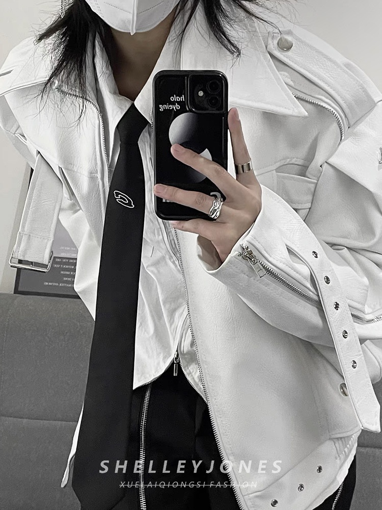 Giacca da motociclista in pelle PU di alta qualità, stile punk decostruito, stile europeo e americano, versatile, tendenza_voghion.com