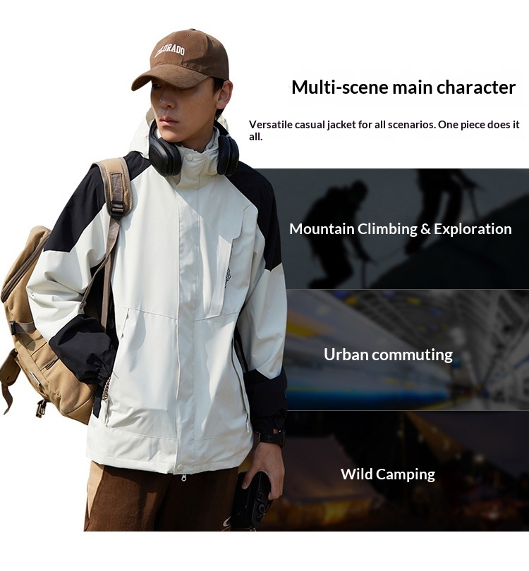 boy Boy Custom Workwear Mountain Series Outdoor 3-in-1 Down Liner Windproof Waterproof Warm Thickened Hiking Jacket_voghion.com