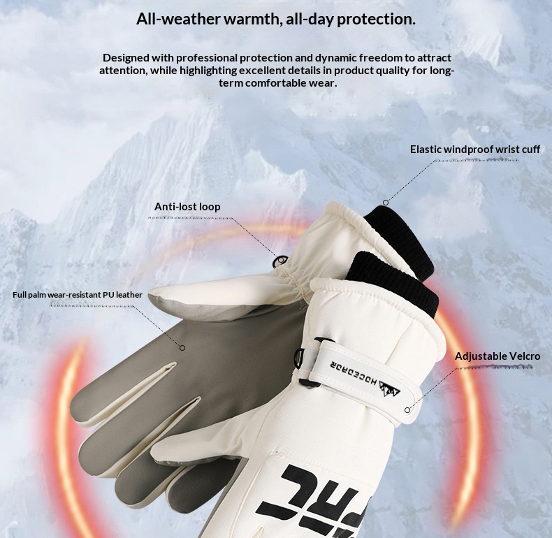 boy Boy Boy Winter Ski Gloves For Men And Women, Outdoor Riding, Fleece-Lined, Thickened, Windproof, Water-Resistant, Warm,_voghion.com