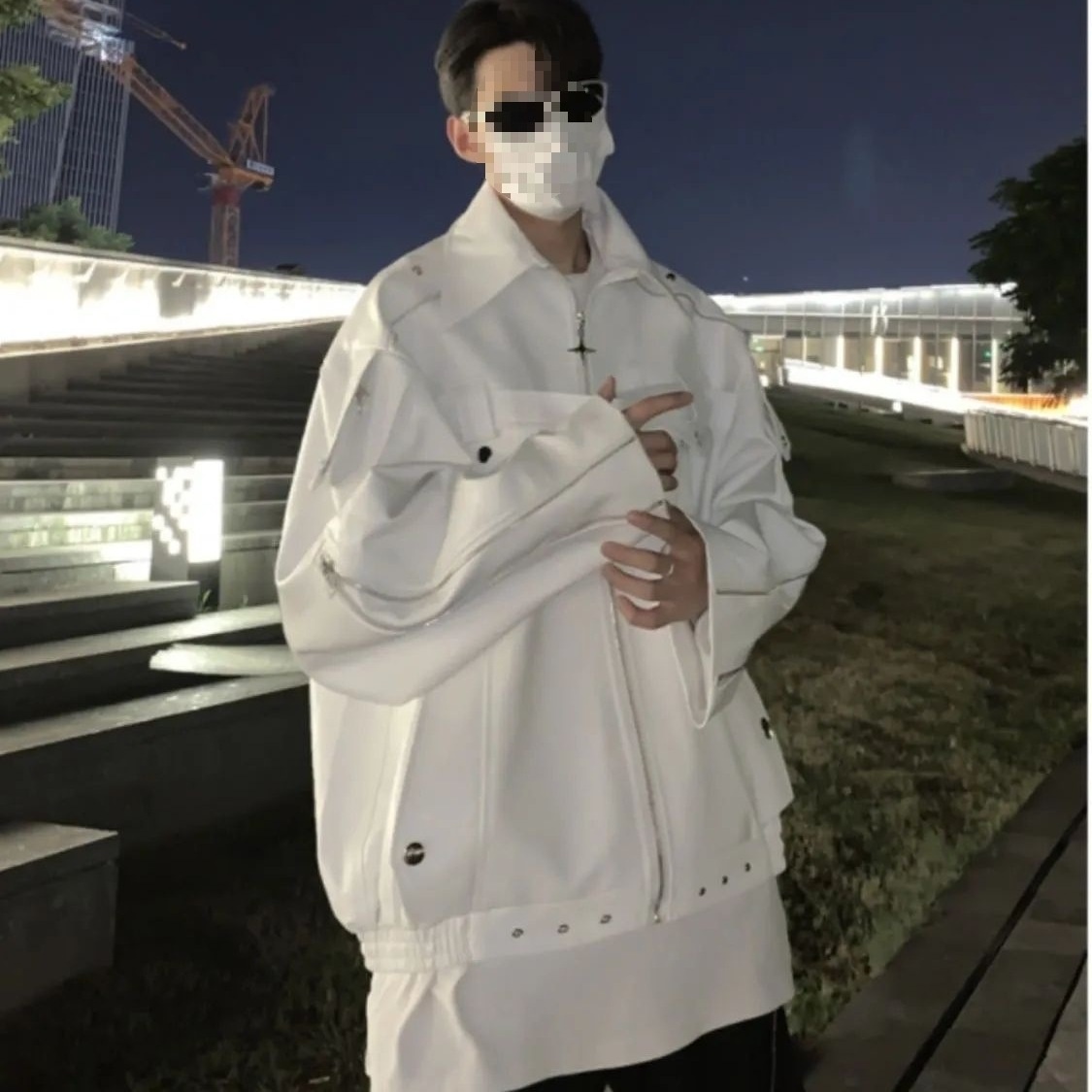 Giacca in pelle bianca retrò da uomo, stile primavera-autunno, modello corto da motociclista europeo e americano_voghion.com