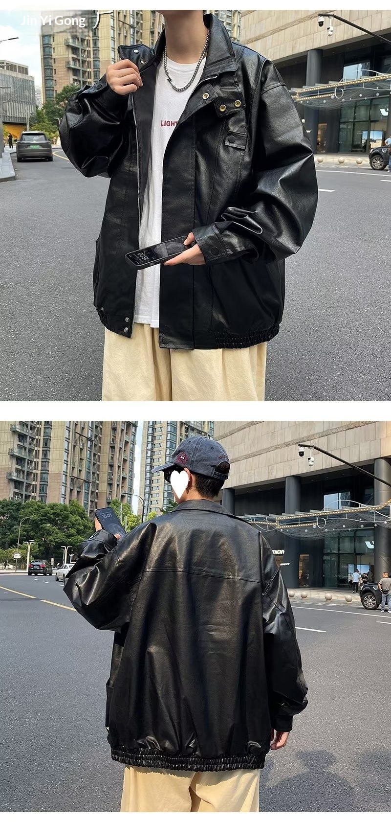 Giacca da motociclista ampia con colletto rovesciato, stile street europeo, primavera e autunno, da uomo, marchio americano alla moda_voghion.com