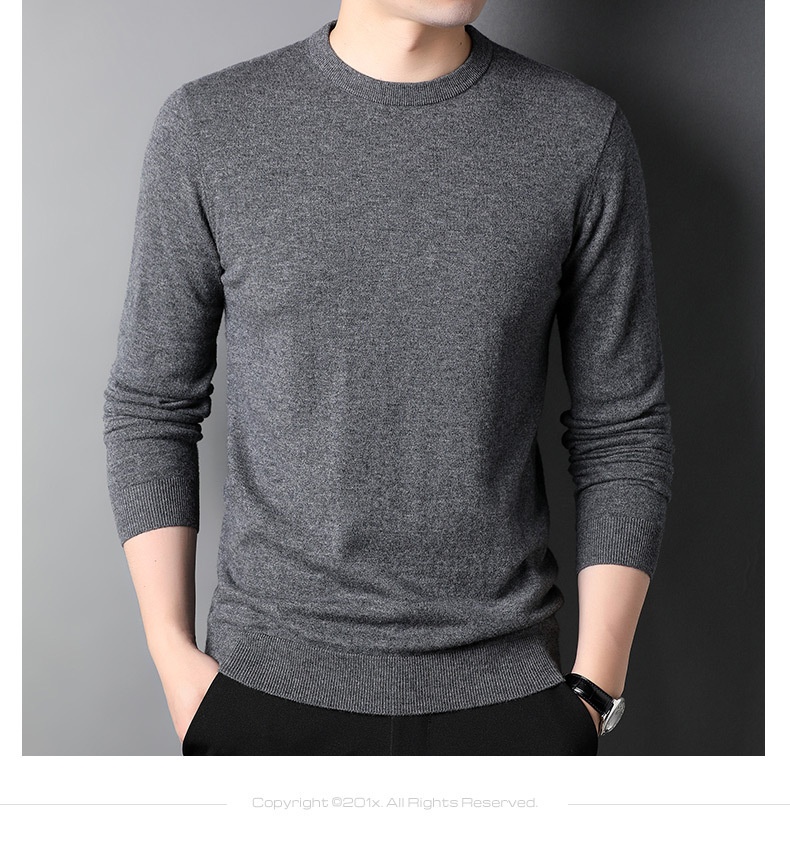 ragazzo Ragazzo Ragazzo Ragazzo Hengyuanxiang Maglione sottile in pura lana al 100% 2023 Autunno Inverno Nuovo girocollo tinta unita Camicia di base Abbigliamento da uomo_voghion.com