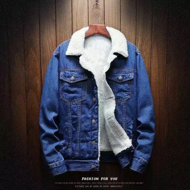 boy Boy 2023 Autumn Winter Loose Workwear Jacket Fleece Lined Thick Versatile Trendy Men's Denim Clothing_voghion.com
