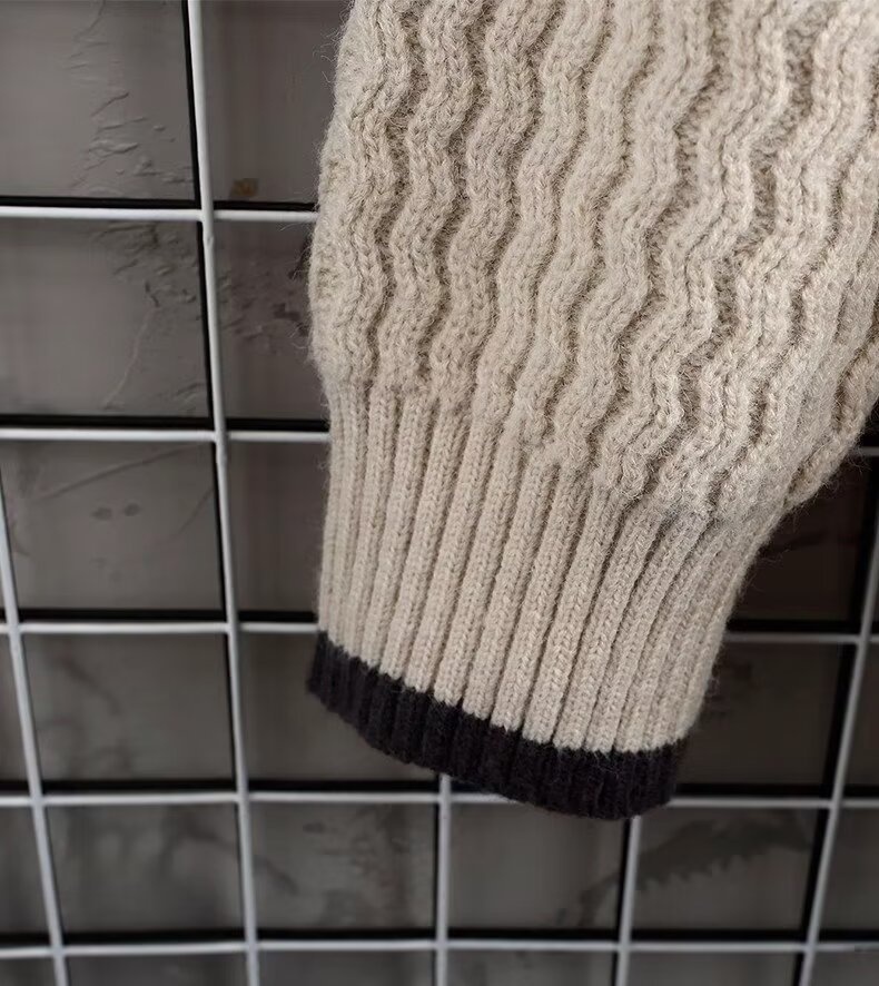 Pull à col roulé mi-long pour homme, pull en maille torsadée automne-hiver, pull tendance ample à col rond pour homme._voghion.com