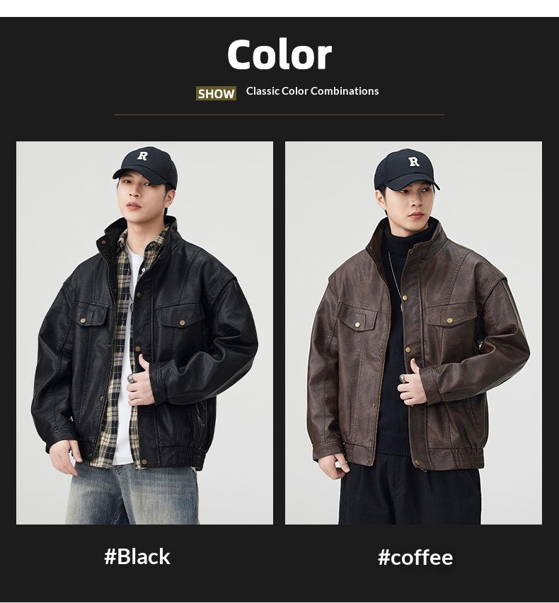 Giacca in pelle PU da pilota alla moda di strada europea e americana da uomo, alla moda, alla moda, in vendita all'ingrosso_voghion.com