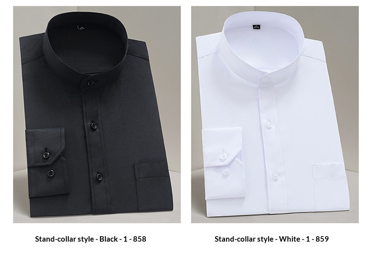 Camisa de trabajo de estilo chino de manga larga con cuello mandarín para hombre, estilo profesional, versión coreana, JK_voghion.com