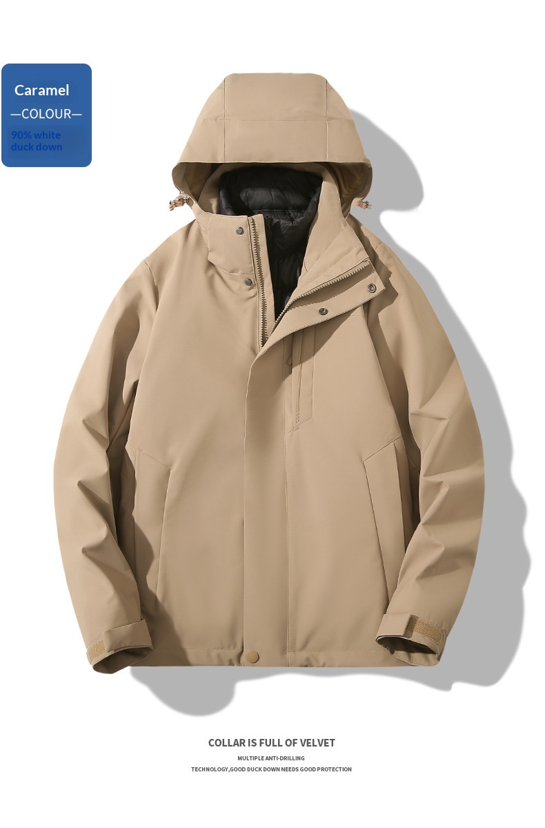 boy Herren- und Damen-3-in-1-Daunenjacke mit abnehmbarem Futter, dicker Fütterung, wasserdicht und winddicht, ideal für Herbst und Winter, zum Wandern und für Outdoor-Aktivitäten._voghion.com