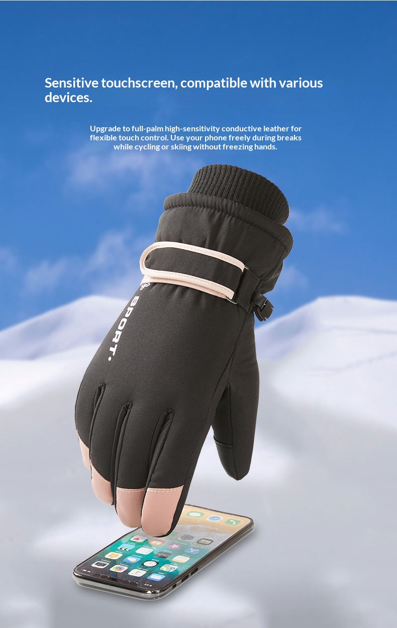 Guanti da sci invernali Boy Boy per uomo e donna, stile coppia, touchscreen da ciclismo, antiscivolo, antivento, impermeabili, foderati in pile,_voghion.com