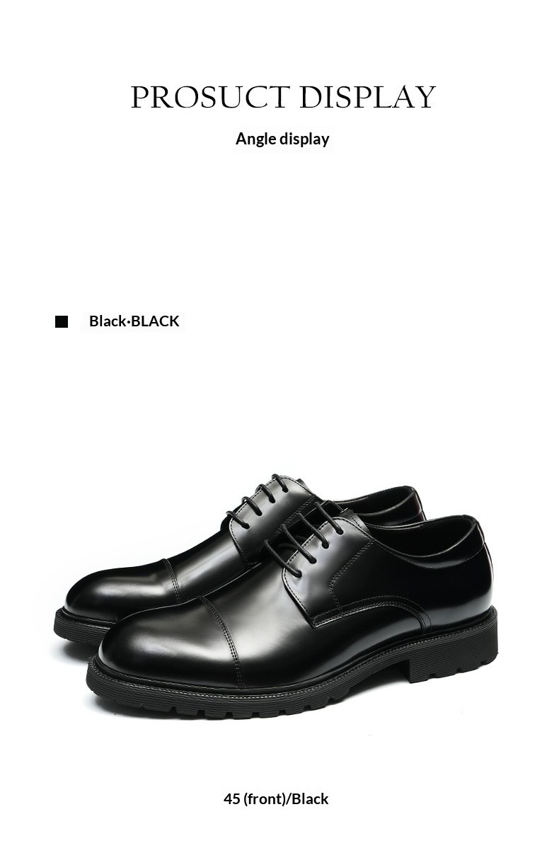 Scarpe derby formali da uomo Voyage in pelle a tre giunture, primo strato di fodera in pelle bovina, punta tonda, suola spessa, lucide_voghion.com