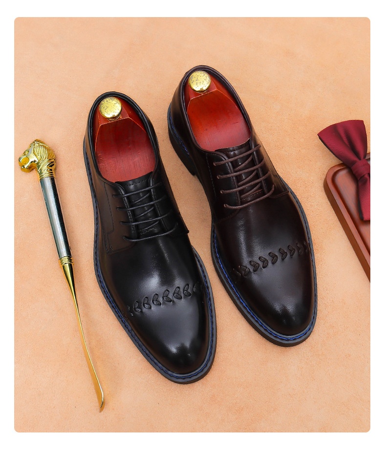 Voyage Hochwertige, handgefertigte Herren-Schnürschuhe aus Rindsleder – elegante Derby-Schuhe mit drei Gelenken_voghion.com