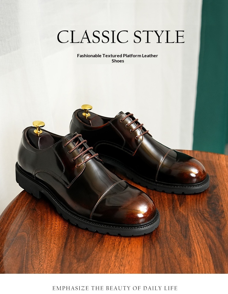 Scarpe derby formali da uomo Voyage in pelle a tre giunture, primo strato di fodera in pelle bovina, punta tonda, suola spessa, lucide_voghion.com