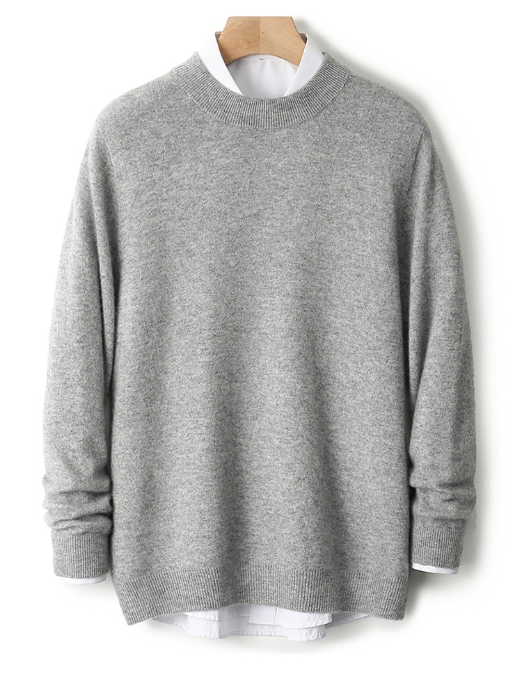 Herren-Strickpullover mit halbem Rollkragen, Herbst/Winter, aus reiner Wolle, einfarbig, dickwandig, stilvoll, Business-Look_voghion.com