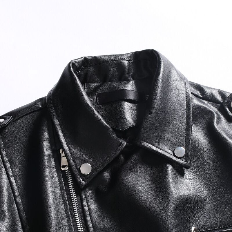 boy 2023 New Men's Motorcycle Jacket European And American Slim Fit Cross-Border PU Leather Vest For Men_voghion.com