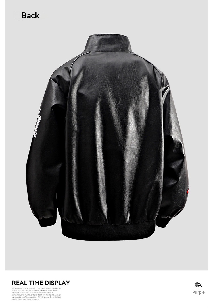 Giacca da motociclista da strada in pelle PU da uomo PU9901, stile retrò hip-hop europeo e americano, pesante_voghion.com