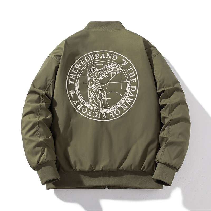 Junge Herbst Winter Europäisch Amerikanischer Trend Bestickte Baseball Herren Damen Paar Lockerer Mantel Verdickte Bomberjacke Mantel_voghion.com