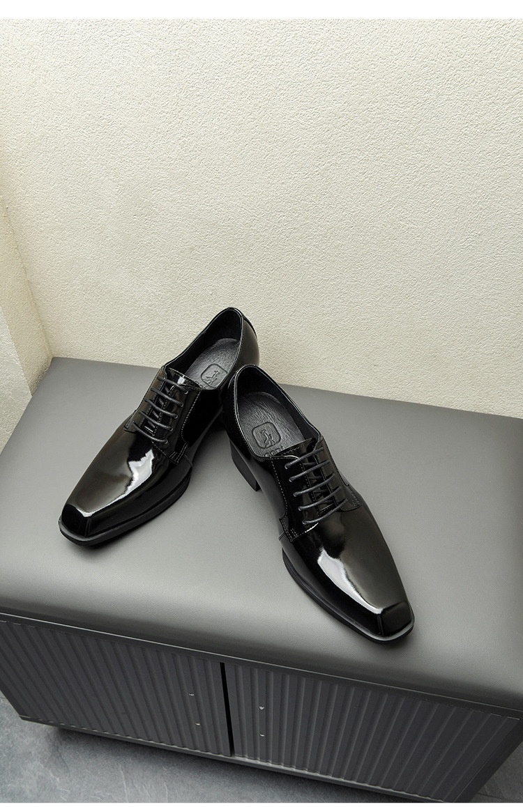 Voyage Dropshipping Original Design Europäische und amerikanische High Heel Square Toe für Herren Glänzendes Rindsleder Höhenvergrößerndes Derby_voghion.com